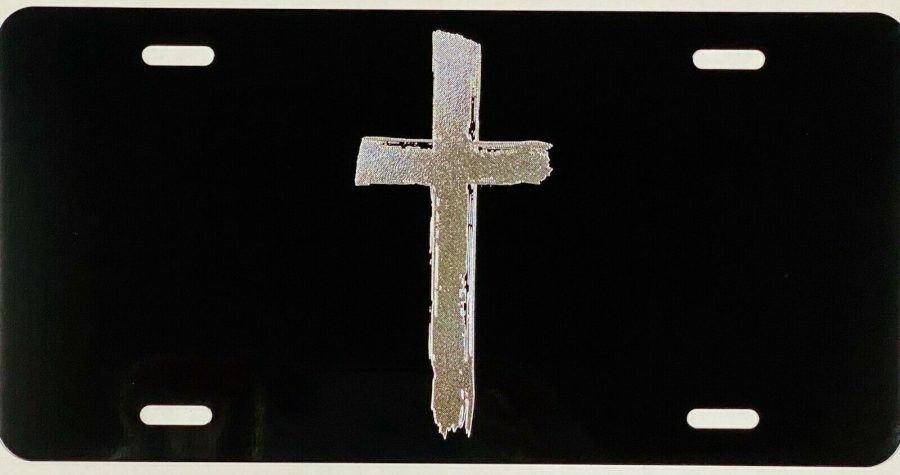 Engraved Rugged Cross Diamond Etched License Plate Car Tag Jesus Christian Gift