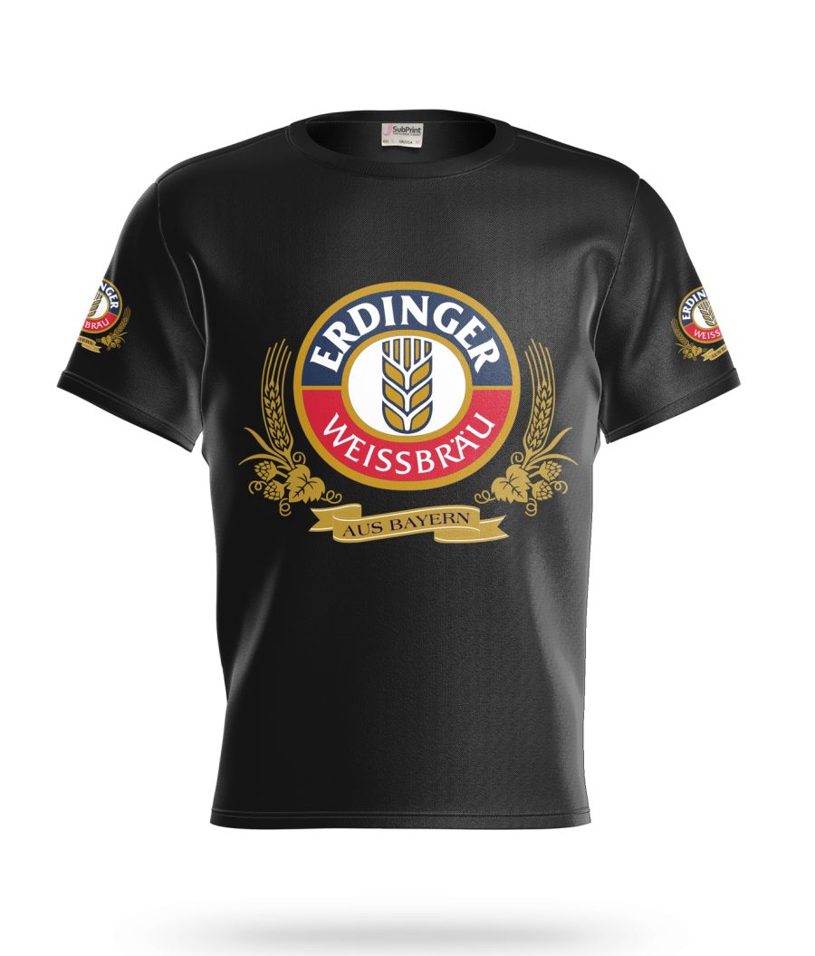 Erdinger Beer Logo Black Short Sleeve T-Shirt Gift New Fashion