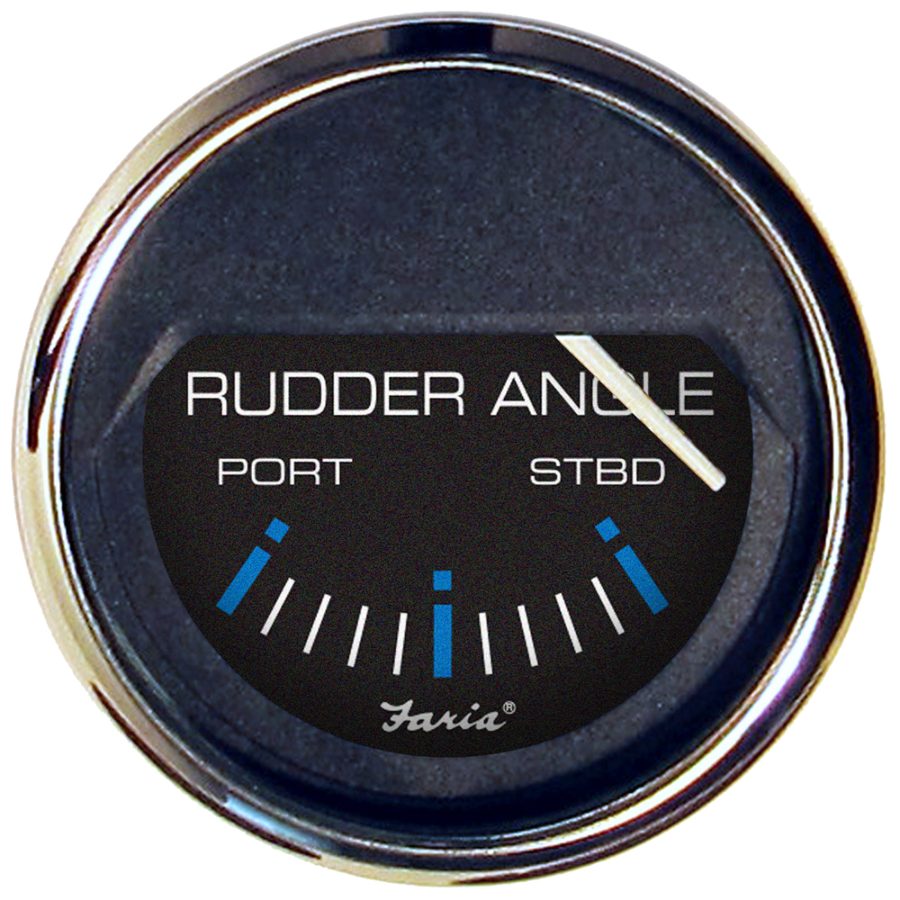 FARIA 13725 CHESAPEAKE BLACK 2 INCH RUDDER ANGLE INDICATOR GAUGE