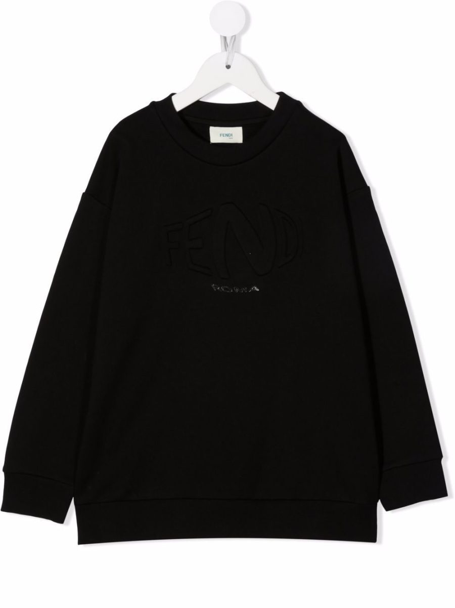 FENDI KIDS Embossed Logo Sweatshirt Black