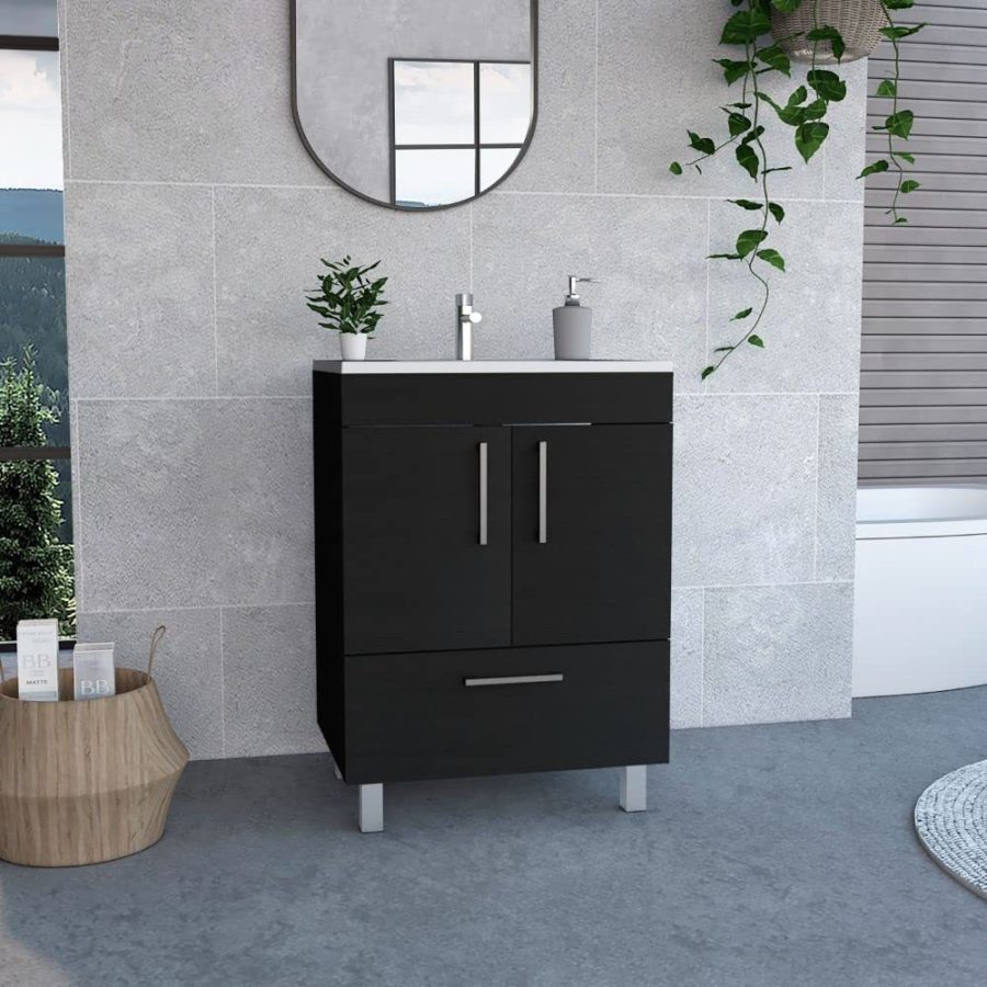 FM FURNITURE Othello Single Bathroom Vanity with Two-Door Cabinet, One Draw, Fou