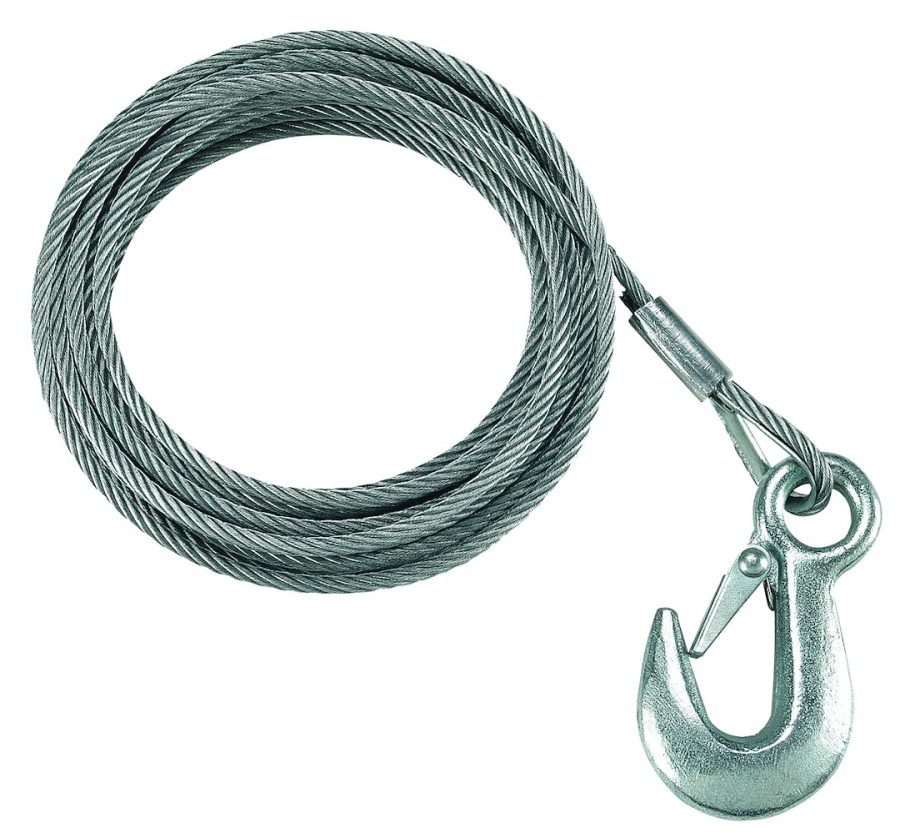 FULTON WC325 0100 WINCH CABLE 25FT 4200#, 4200 Pound Breaking Strength; 3/16 Inch Diameter x 25 Foot Length; With Hook End