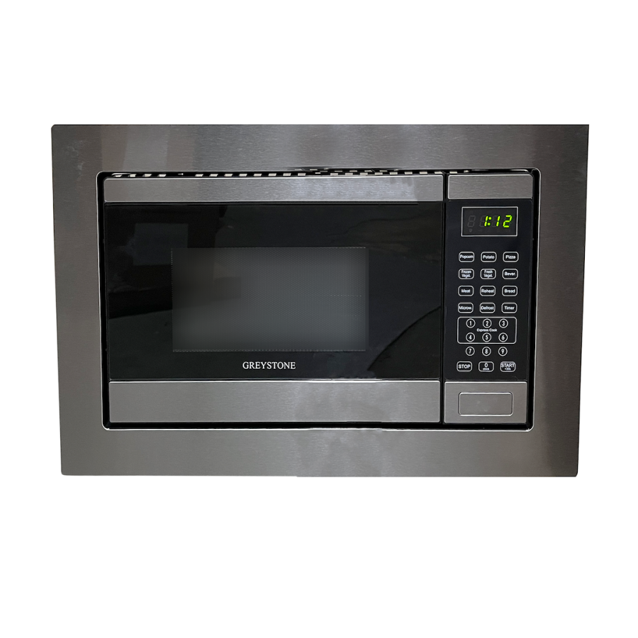 FURRION 107848 GREYSTONE MICROWAVE-.09 STAINLESS S, 0.9 Cubic Foot Capacity; 900 Watts; Digital Touchpad Temperature Control; 19 Inch Width x 12-1/2 Inch Depth x 12-1/4 Inch Height; Stainless Steel; With Glass Turntable; With Trim Kit