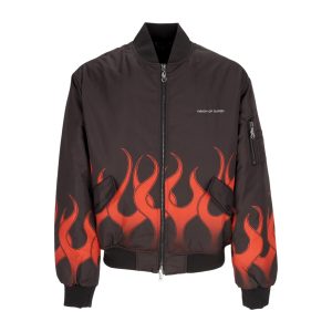 Flames Bomber Men's Bomber Jacket Black/red