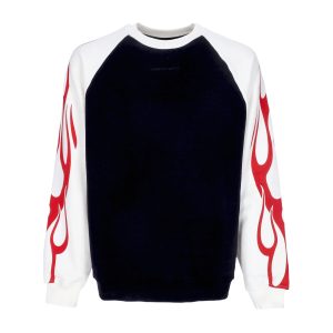 Flames Crewneck Men's Lightweight Crewneck Sweatshirt Off White/black/red