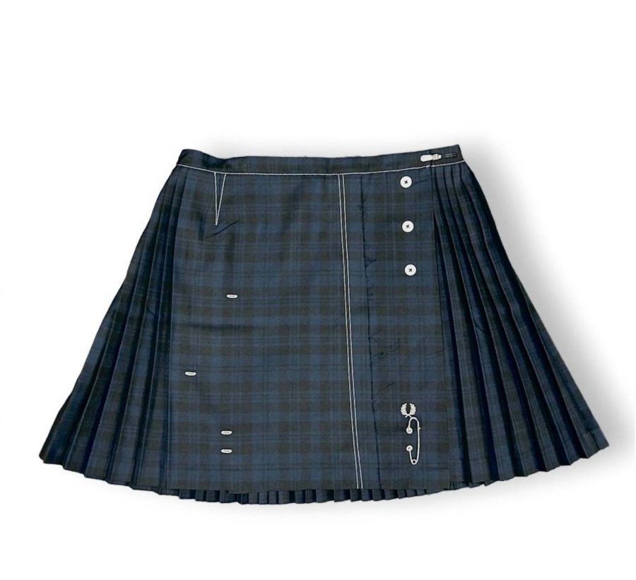 Fred Perry women's tonal tartan tennis skirt in Black/Navy - size UK-10 / US-6