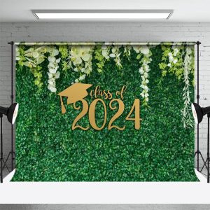 Fresh White Flower Green Grass Graduation Backdrop - Aperturee