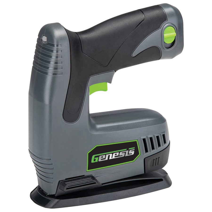 GENESIS GLSN08B 8-Volt Li-Ion Cordless Electric Stapler/Nailer with Battery Pack, Charger, Staples, and Nails