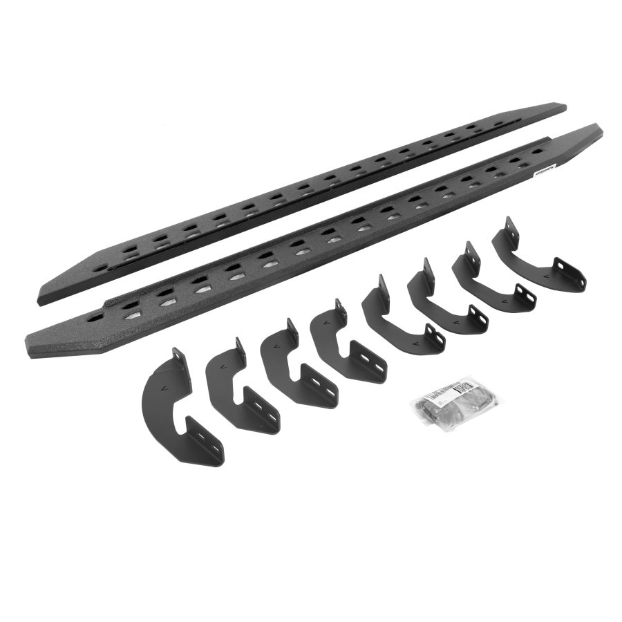 GO RHINO 69441687ST RB20 Slim Line Running Boards with Brackets Kit - Crew Max Only for Toyota 07-21 Tundra (Crew Cab Pickup)