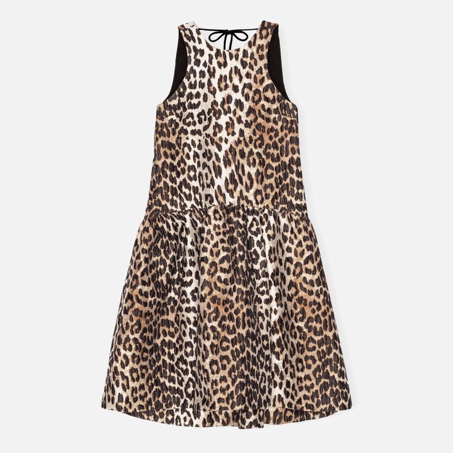 Ganni Leopard-Jacquard Midi Dress - EU 44/UK 16