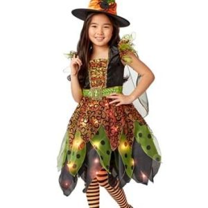 Girl's Light Up Green Witch Costume