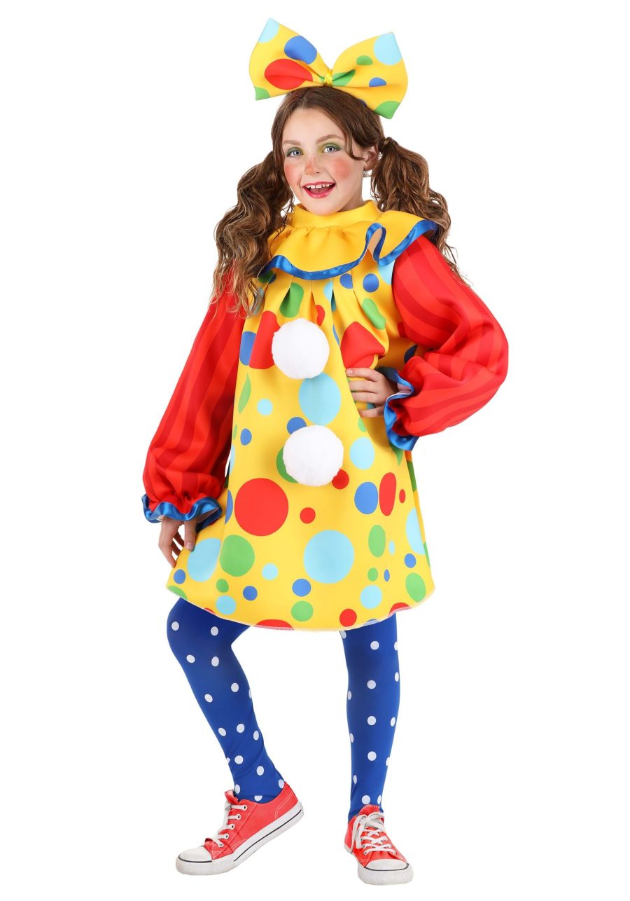 Girl's Posh Polka Dot Clown Costume