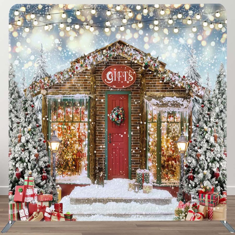 Glitter Light Tree Gift Double-Sided Square Backdrop - Aperturee