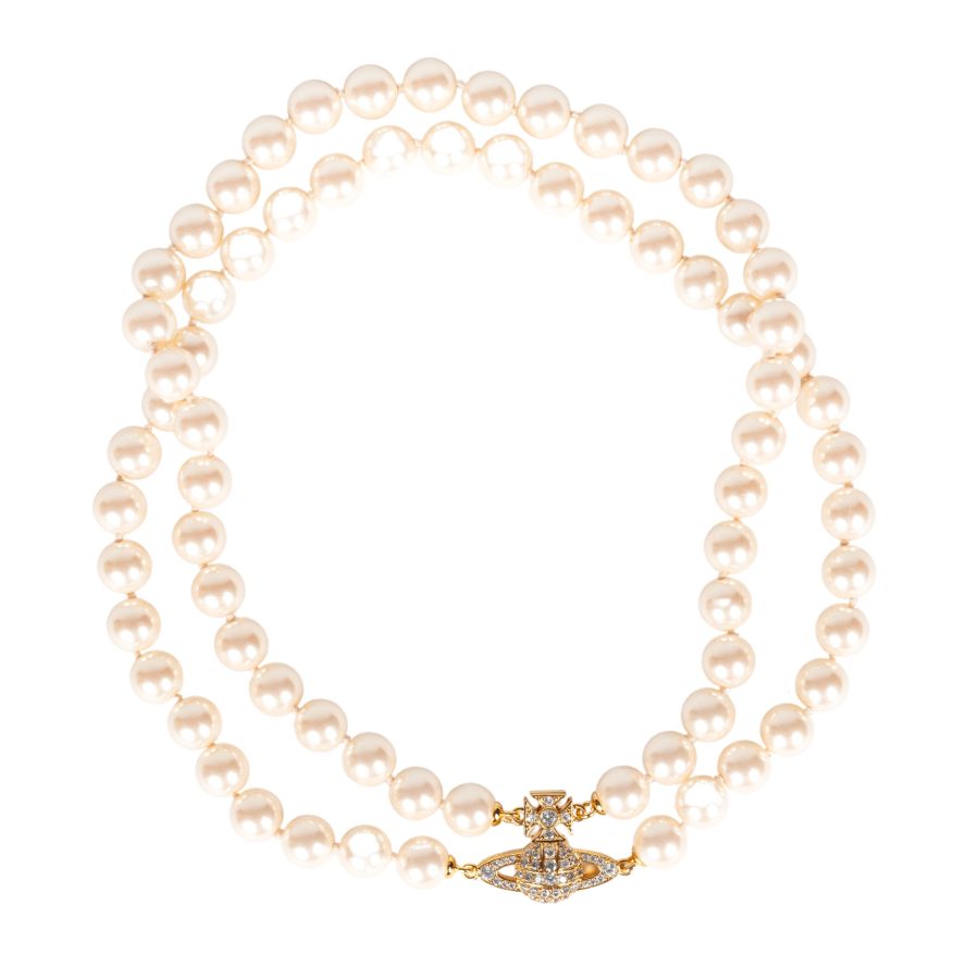 Graziella Pearl Choker in Gold/Pink