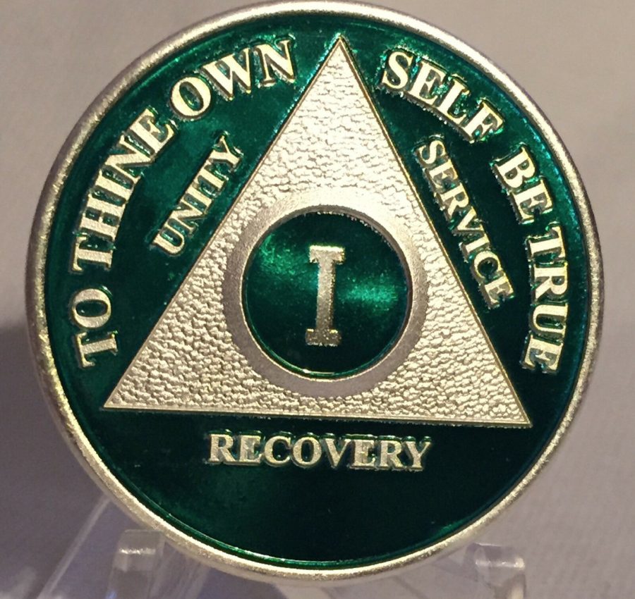 Green & Silver Plated Any Year AA Chip Alcoholics Anonymous Medallion Coin Plate