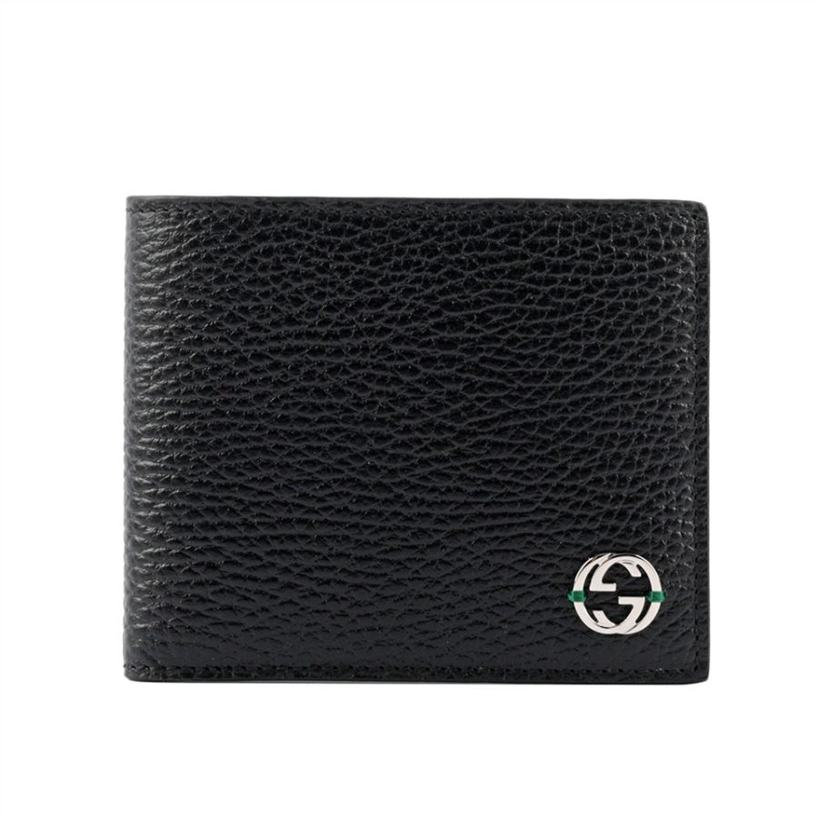 Gucci Black and Green Bifold Wallet Men Dollar Calf Leather Mod. 610464 CAO2N 1080