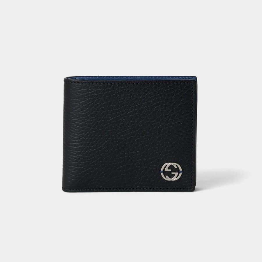 Gucci Men's Bifold Wallet Black and Blue Dollar Calf Leather Mod. 610466 CAO2N 1040