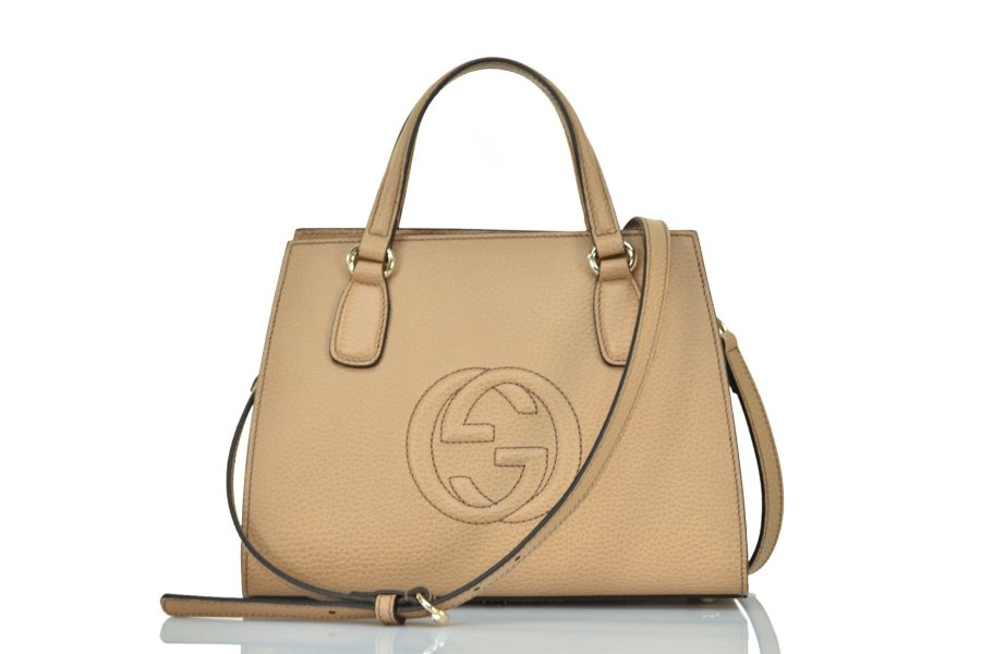 Gucci Soho Bag Beige Women Leather Dollar Calf Model 607722 CAO0G 2754