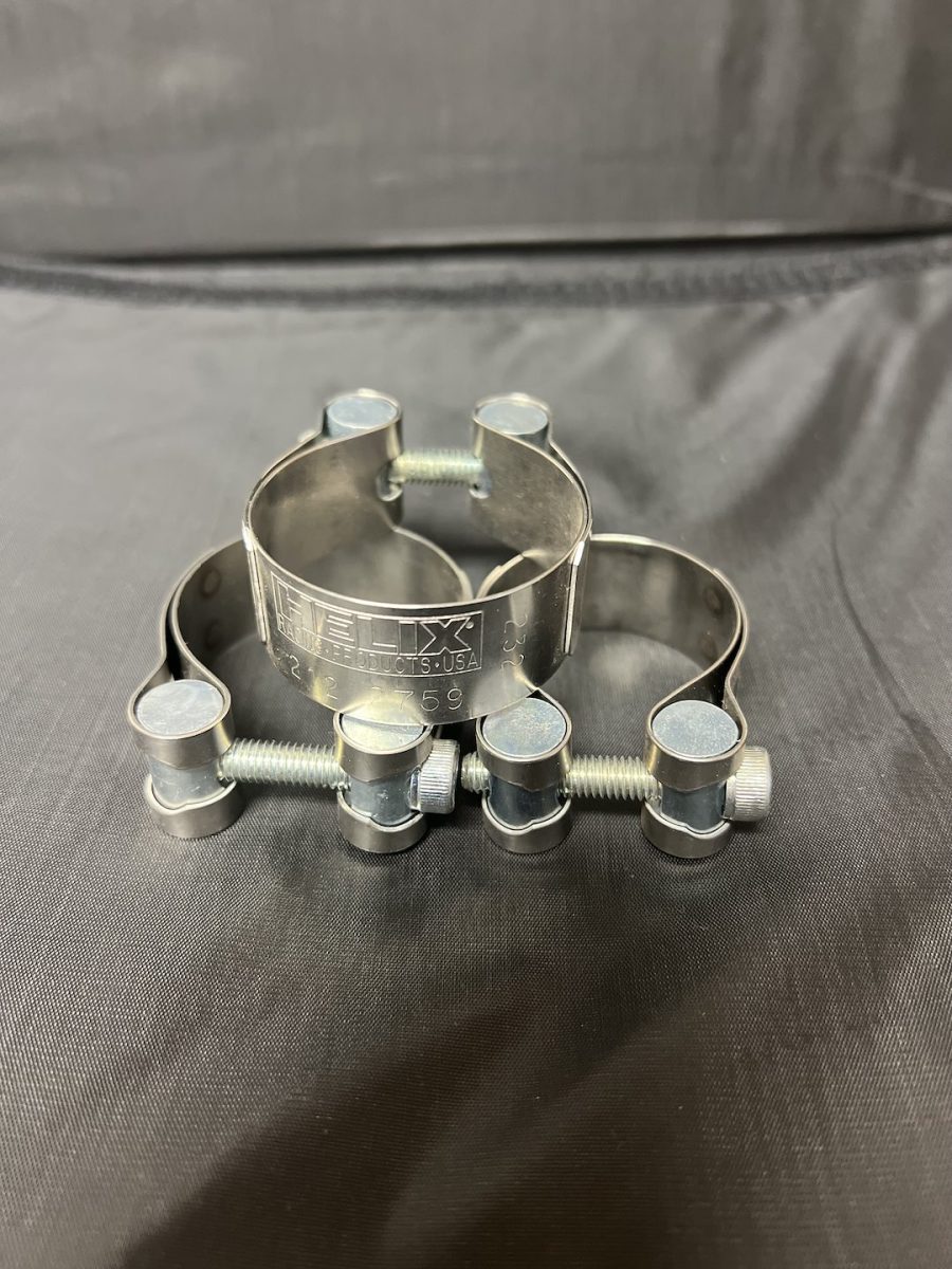 HELIX RACING 212-2759 STAINLESS STEEL MUFFLER CLAMP 1.69, 1.69 To 1.87 Inch Diameter; Band Clamp; Stainless Steel; Single; With Hex Key Socket Bolt