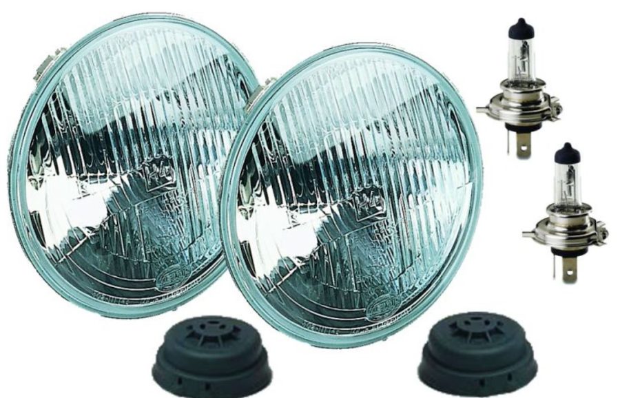 HELLA 002395801 HLMP CONV 72 LAMP KIT, Replaces Sealed Beam Head Light; 7 Inch Round; Standard Lens; H4 Bulb; Without Turn Signal; Features Improved Optics Without Increased Glare; Set of 2