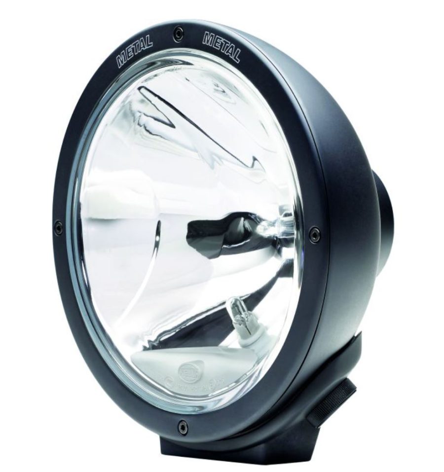 HELLA 007560361 R4000FF DRIVING C+B, Halogen Bulb; H1 Halogen Bulb; 6.4 Inch Round; 55 Watt; Driving Beam; Clear Lens; Matte Black Metal Housing With Free-Form Reflector; Universal Stud Mount; Single Light Only