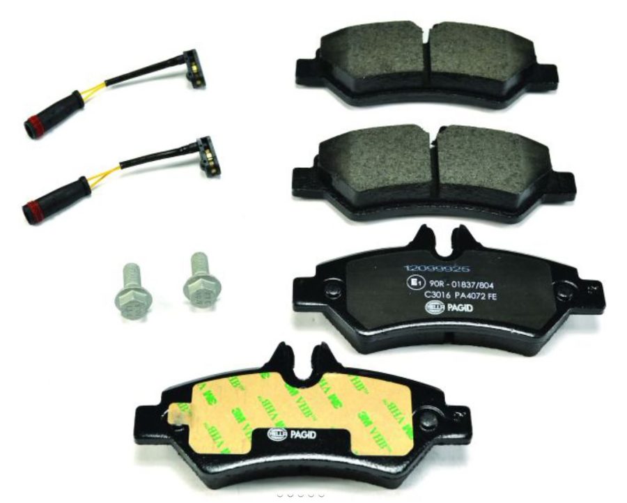 HELLA 355005351 BRAKE PAD SET DISC BRAKE, Low-Metallic; Set Of 2; With Pad Wear Sensor/ Brake Caliper Screws