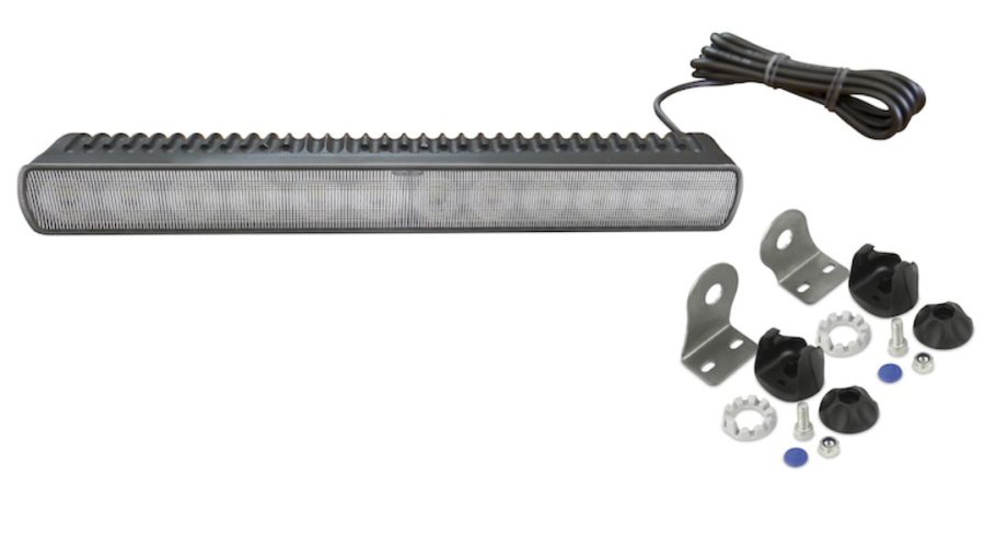 HELLA 958040521 LED LIGHT BAR 350 14FT FLOOD BEAM, LED; 13.7 Inch Length; 12 Clear Bulb; 25 Watt; Wide Beam; 1500 Lumens/ 2200 Lumens; Clear Lens; Black Housing; Surface Mount; With Mounting Brackets