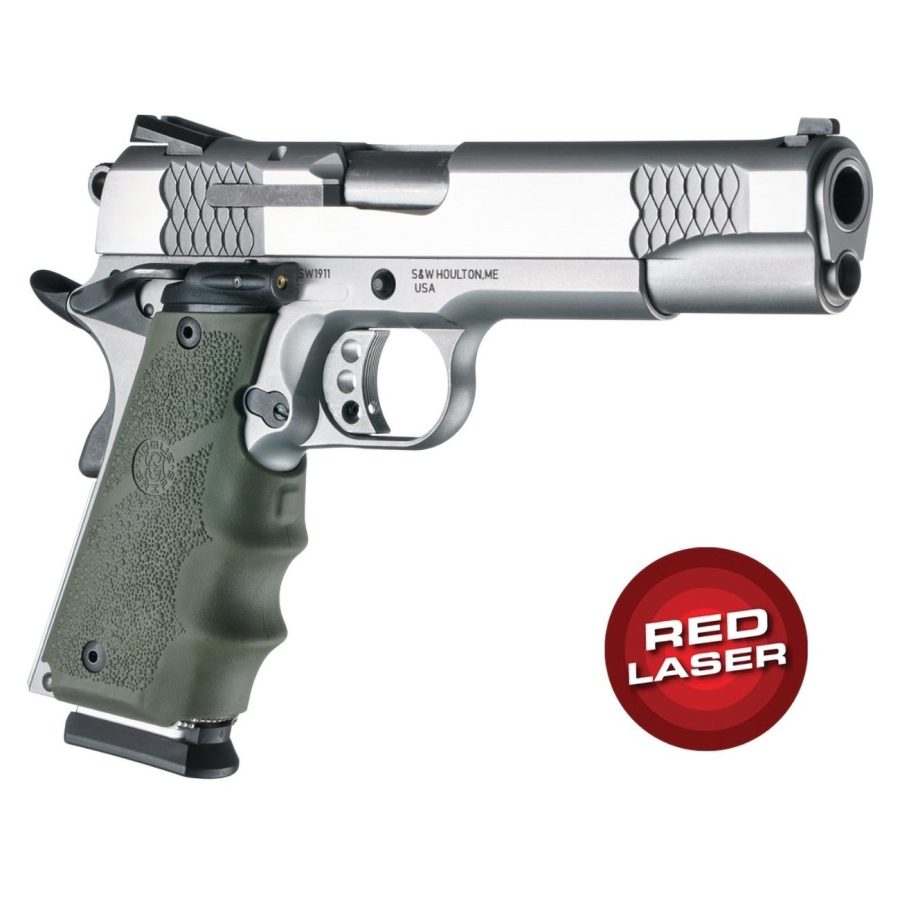 HOGUE 45081 HandALL Beavertail Grip Red Laser Enhanced Grip for 1911 Govt. Model (OD Green)