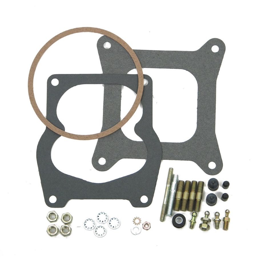 HOLLEY 20-124 UNIVERSL CARB INSTALL KIT, For Use With Holley 4 Barrel Carburetors; With Air Cleaner Stud; Air Cleaner Gasket and Base Gasket; Bushing Adapter for Large Hole of Throttle Lever; 3 Different Throttle Cable Balls; Mounting Studs; Vacuum Caps