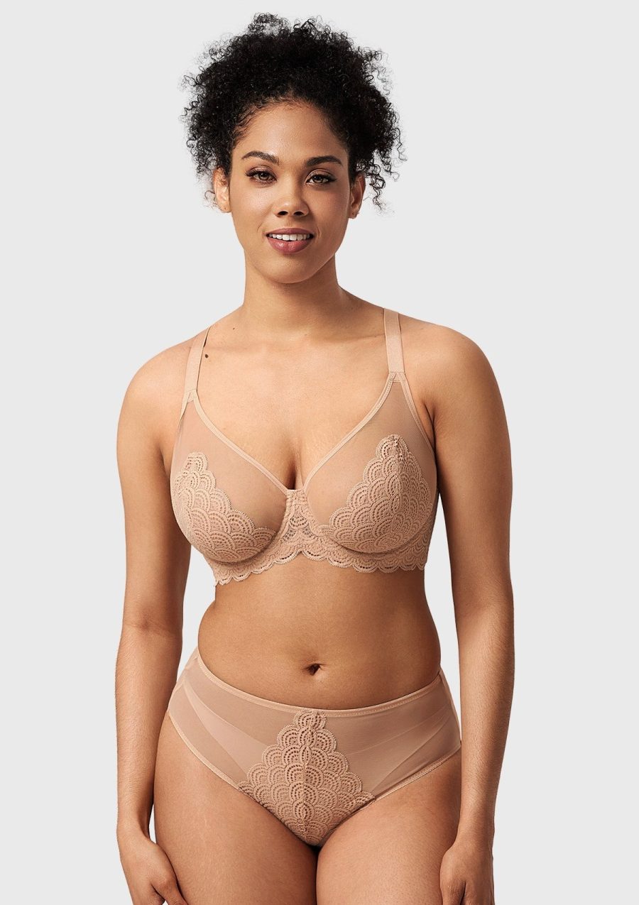 HSIA Mermaid Scales Beautiful Bra: Fitted Soft Cup Bra - Natural Nude / 42 / C