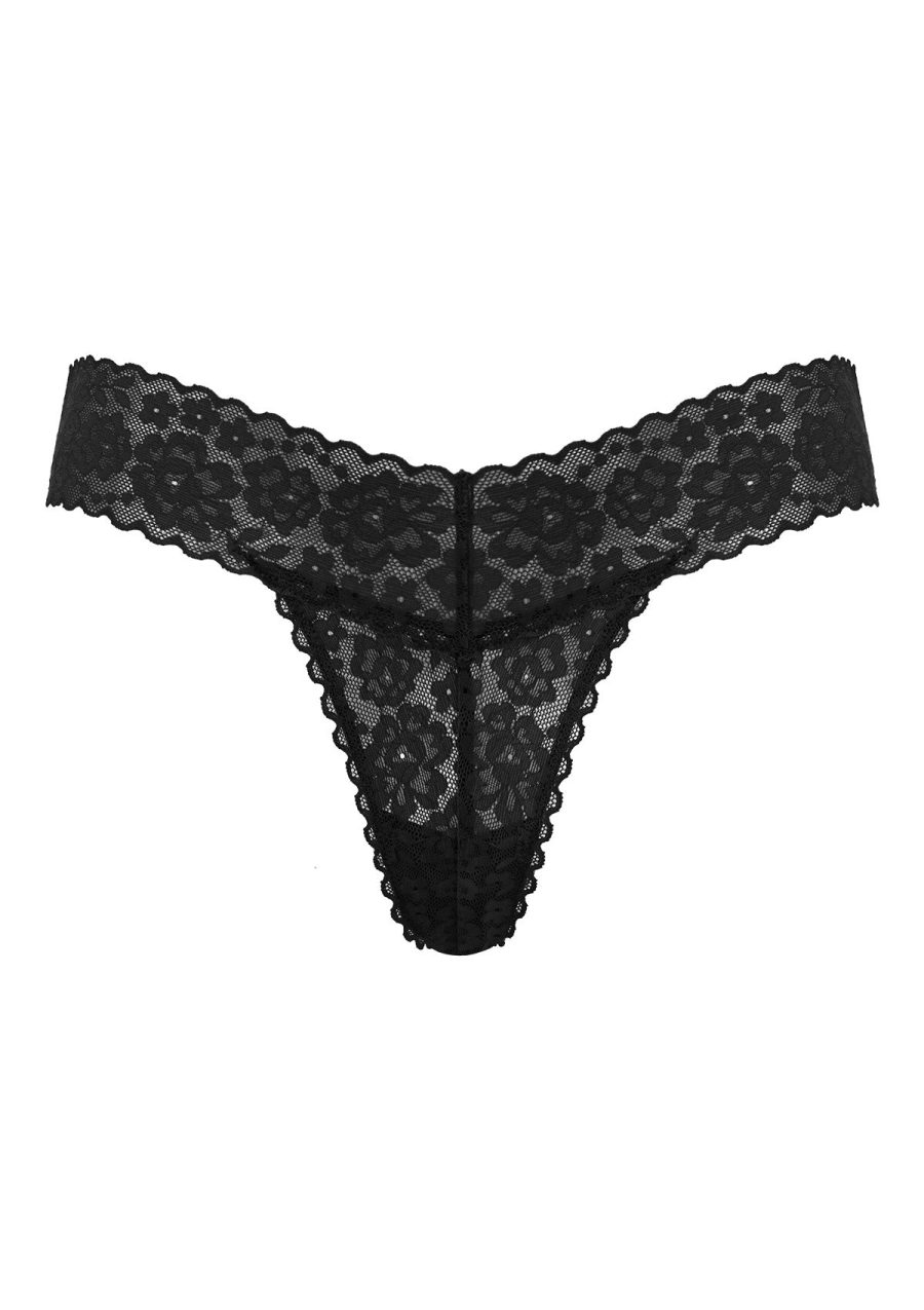 HSIA Soft Sexy Lace Cheeky Thong Underwear - S / Black (1 Pack)