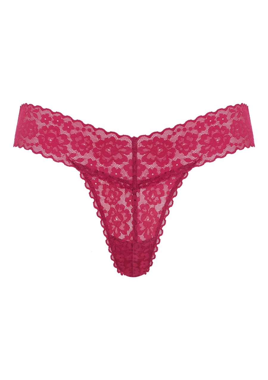 HSIA Soft Sexy Lace Cheeky Thong Underwear - S / Red (1 Pack)