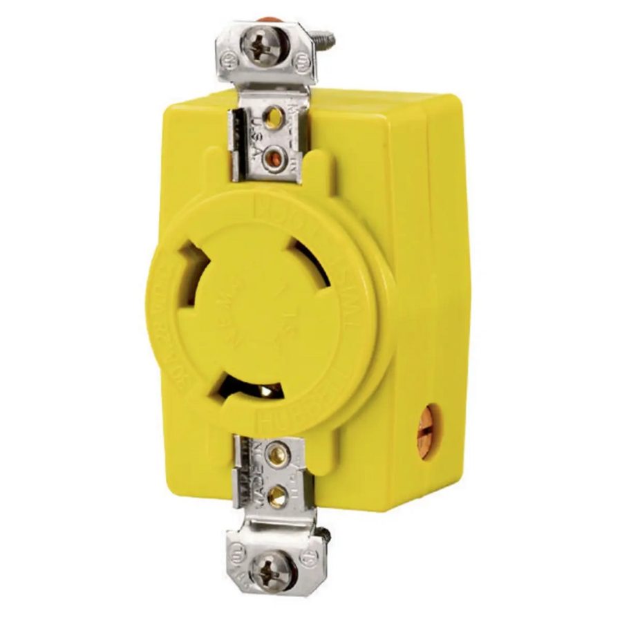 HUBBELL HBL328DCR 30A 28V DC Locking Receptacle Yellow