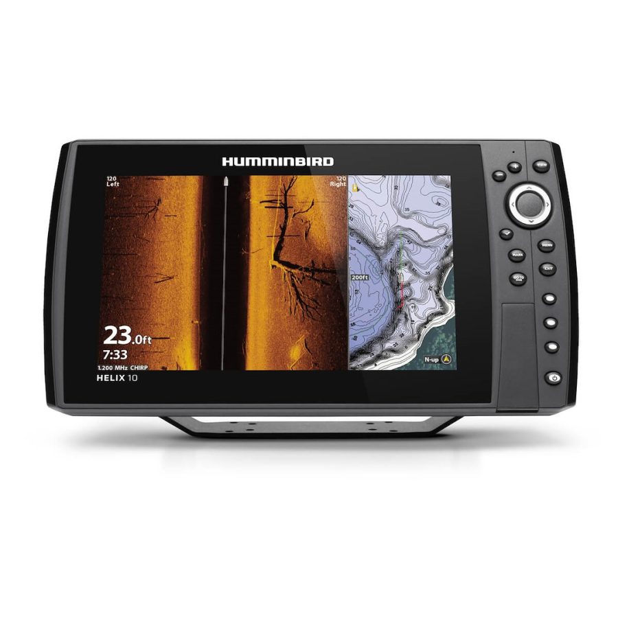 HUMMINBIRD 411960-1 HELIX 10 CHIRP MEGA SI+ GPS G4N, Use To Find Fish And Identify Buoys/ Day Markers/ Hazards/ Marinas/ Contours/ Depth Markers; 10.1 Inch LCD Display; 1024 x 600 Pixels Resolution; Keypad Control; Bluetooth Compatible