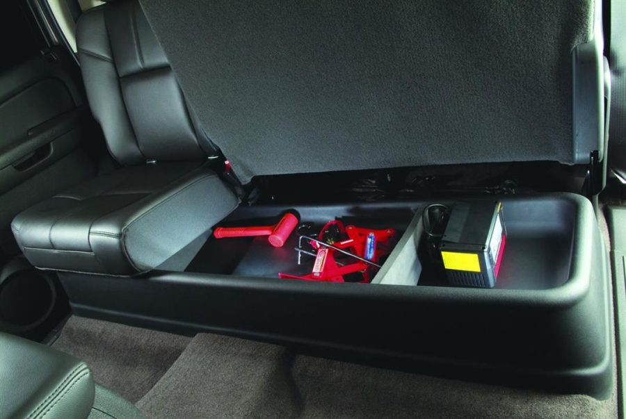 HUSKY LINERS 09001 Gearbox - Under Seat Storage Box | 2007 - 2013 Chevrolet Silverado/GMC Sierra 1500, 2007 - 2014 Chevrolet Silverado/GMC Sierra 2500/3500 Crew Cab - Black, 1 Pc.