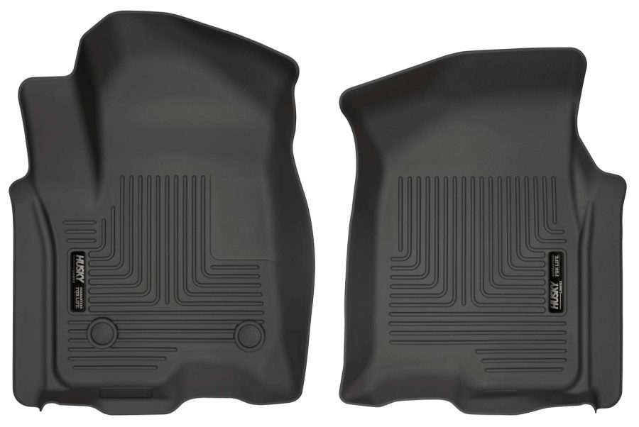 HUSKY LINERS 13211 Weatherbeater Floor Mats | Fits 2019 - 2024 Chevrolet Silverado & GMC Sierra 1500; 2020 - 2024 Silverado/Sierra 2500/3500 Crew Cab/Double Cab | Front Row, 2-pc Black