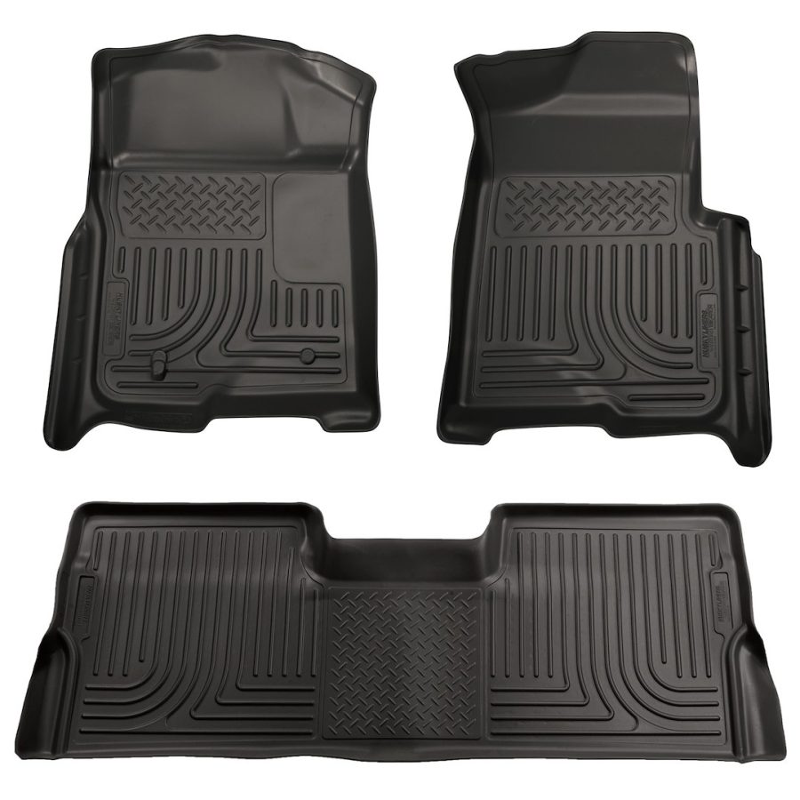 HUSKY LINERS 98381 WB F250/450 CCAB 4PC08-10, Molded Fit; Smooth Arcing Ribs/ Raised Heel Pad; Black; Rubber; 3 Piece