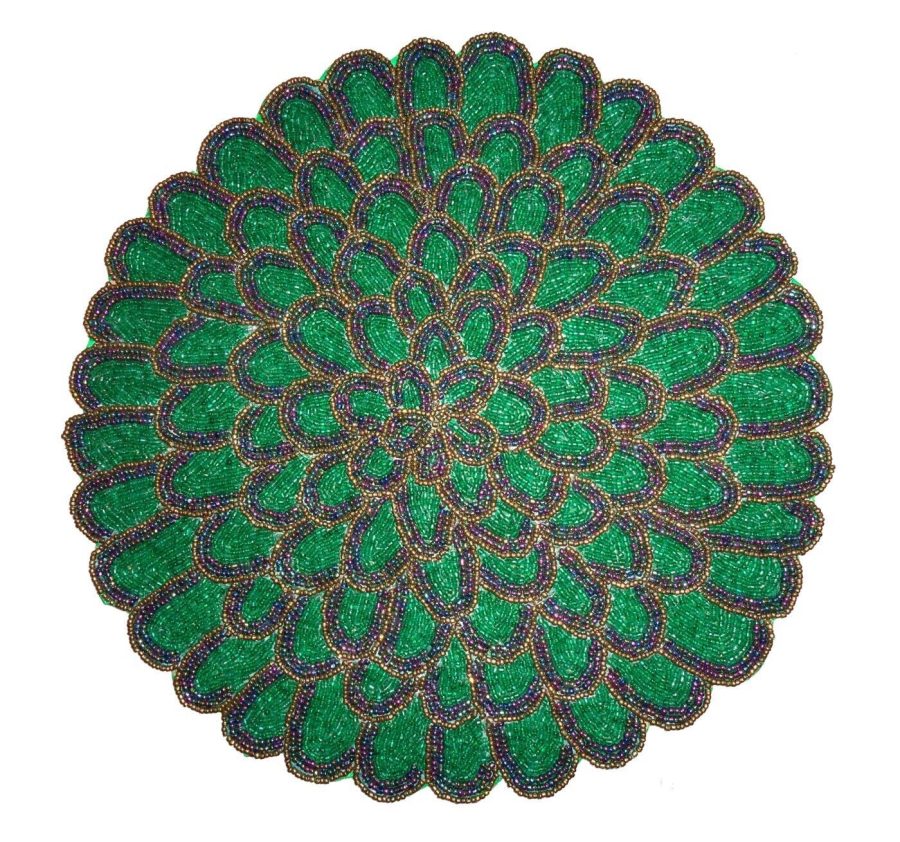 Hand Beaded And Glass & synthetic Beads Round Placemats chargers Table mat 14"