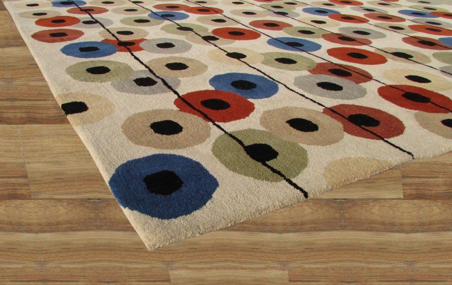 Hand Tufted Circle Dots Multi Color 5' x 8' Contemporary Woolen Area Rug Carpet