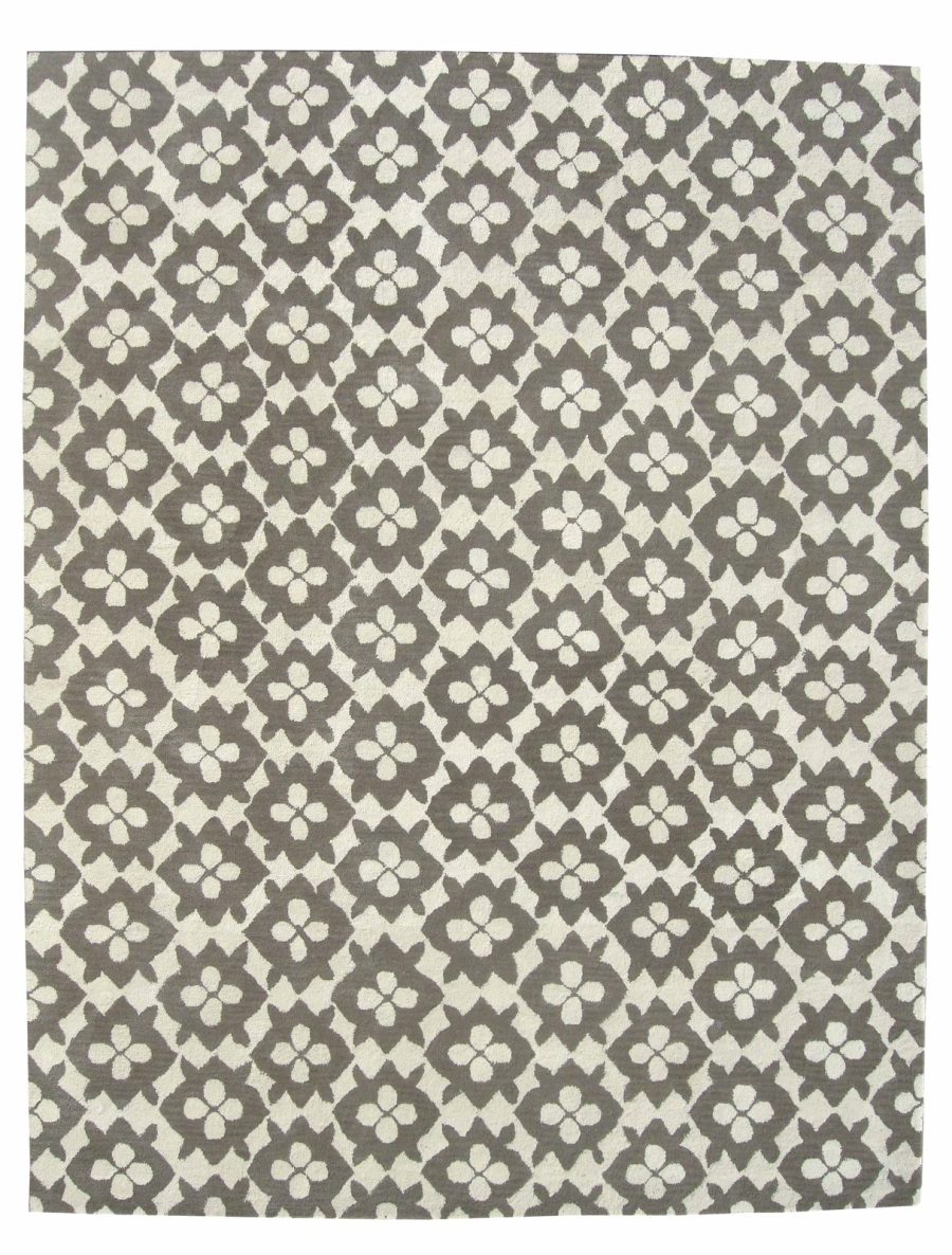 Hand Tufted Diamond Basic Gray 6' x 9' Contemporary Woolen Area Rug Carpet