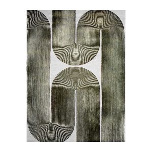 Hand-Tufted Viper Wool Area Rug, Olive, Modern Geometric Design, Durable