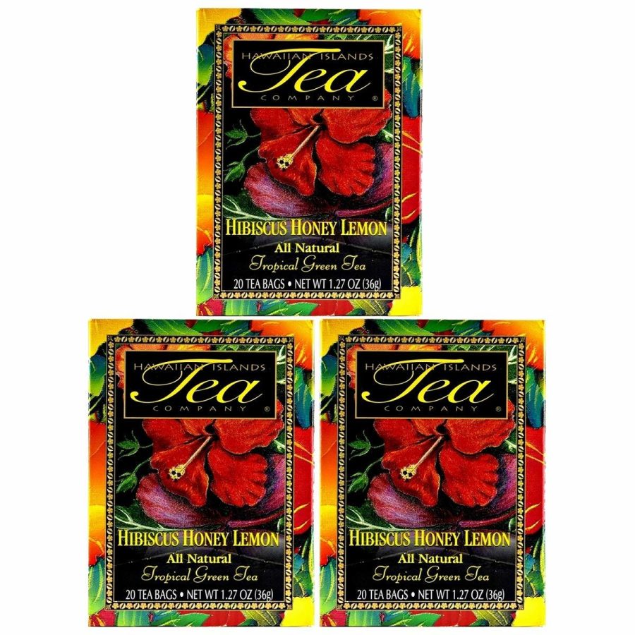 Hawaiian Islands Hibiscus Honey Lemon Tropical Green Tea, All Natural - 20 Teaba