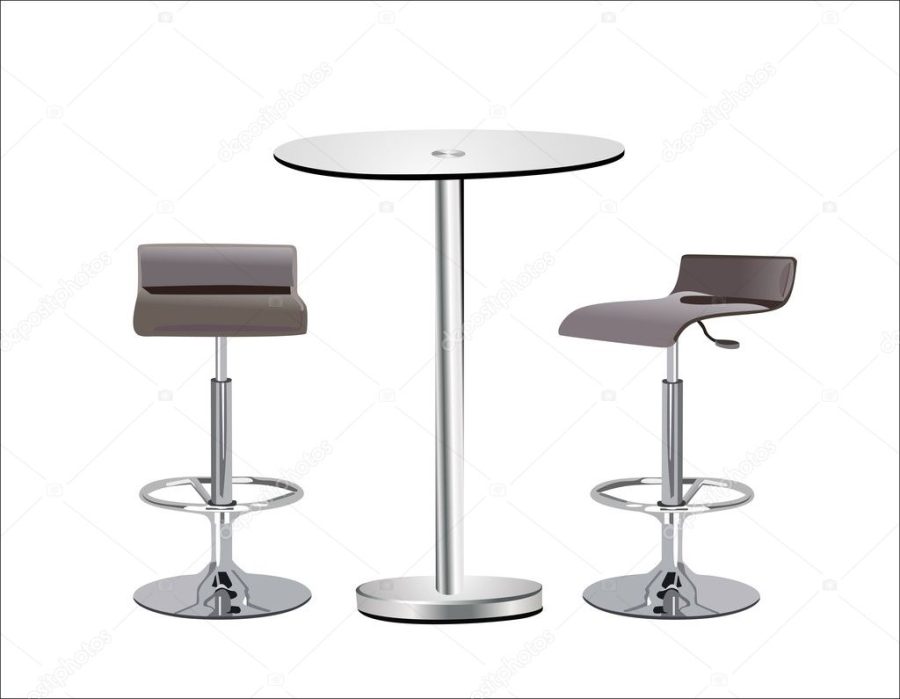 High Glass Top Table w Chairs on white background.