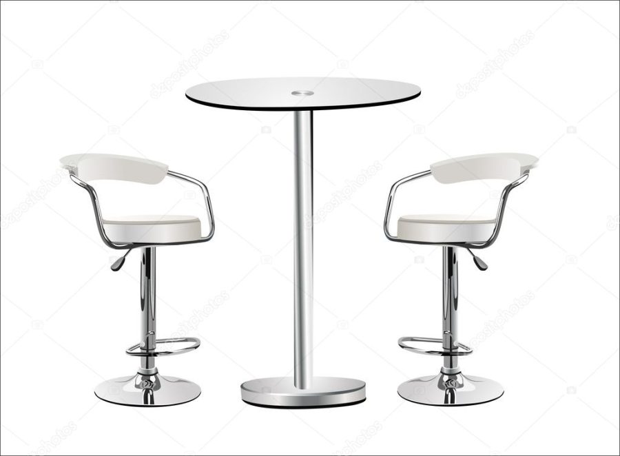 High Glass Top Table w Chairs on white background.