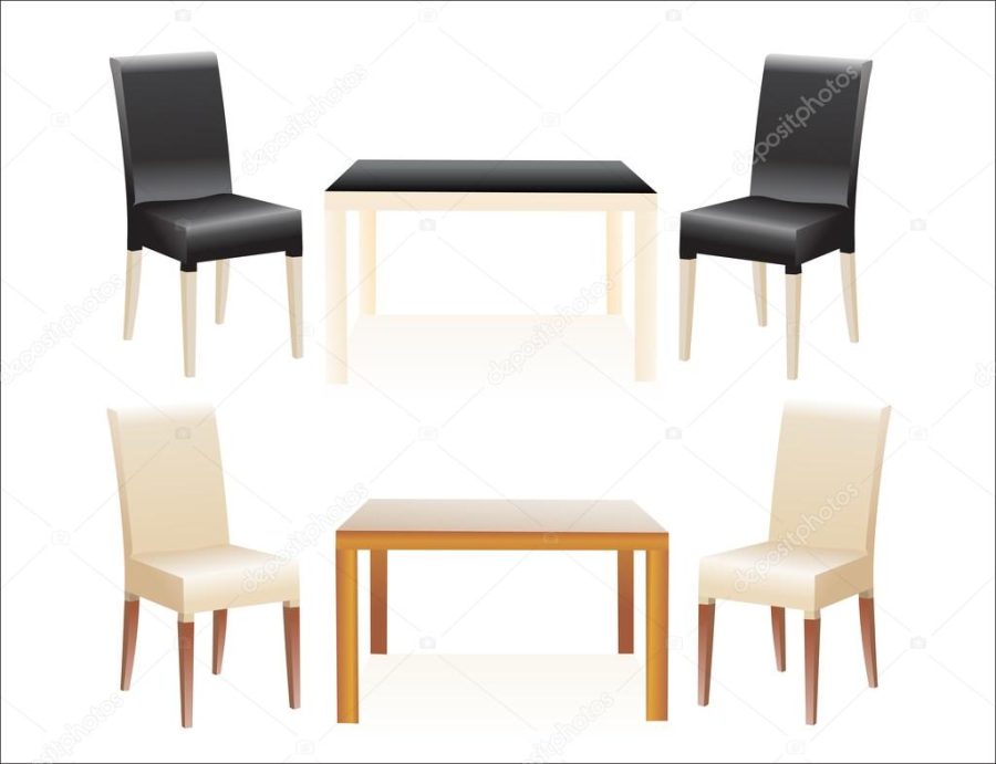 High Table w Chairs on white background