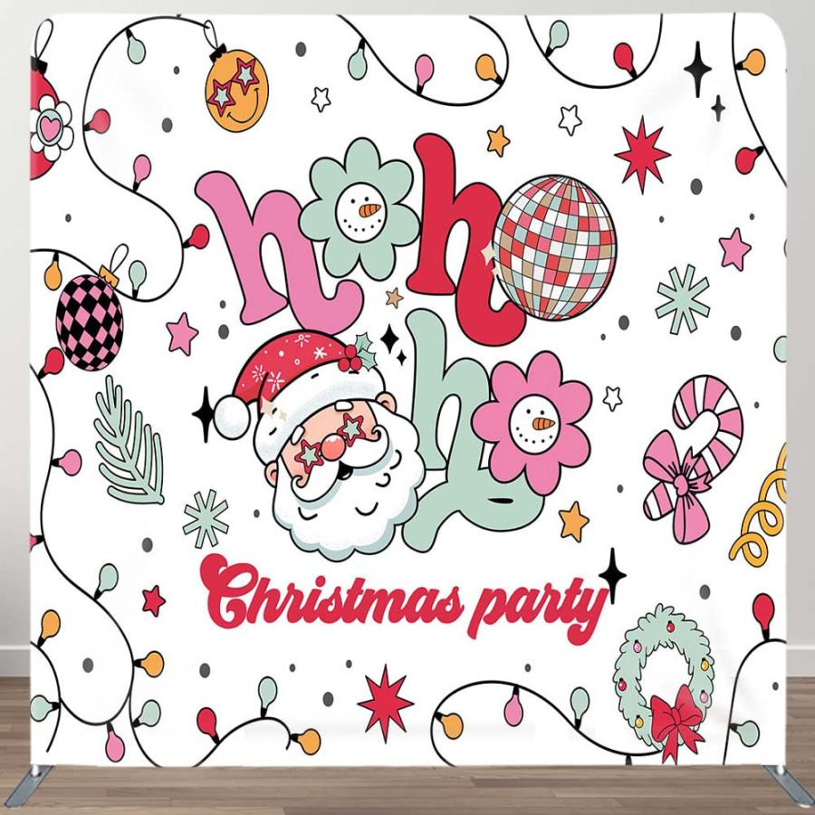 Hohoho Disco Santa Xmas Party Pillow Cover Backdrop - Aperturee