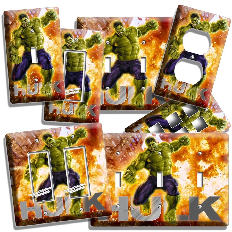 INCREDIBLE HULK LIGHT SWITCH OUTLET WALL PLATES KIDS COMICS GAME ROOM ART DECOR