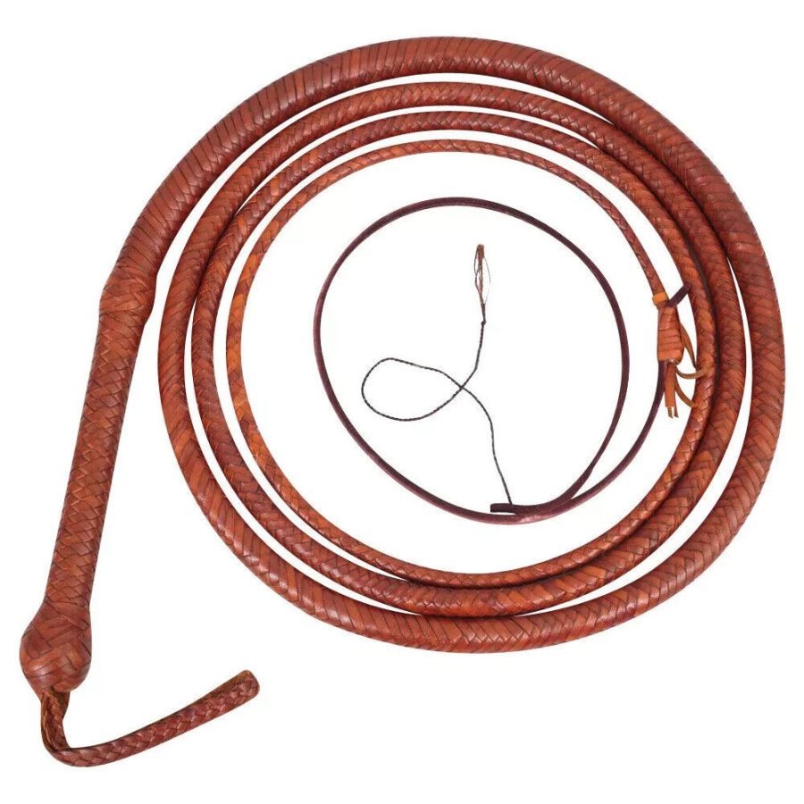 Indiana Jones Bull Whip 04 Foot 16 Plaits Strands Black Cow Hide Real Leather