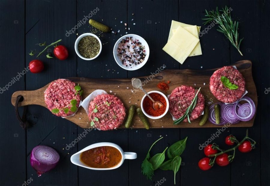 Ingredients for cooking burgers