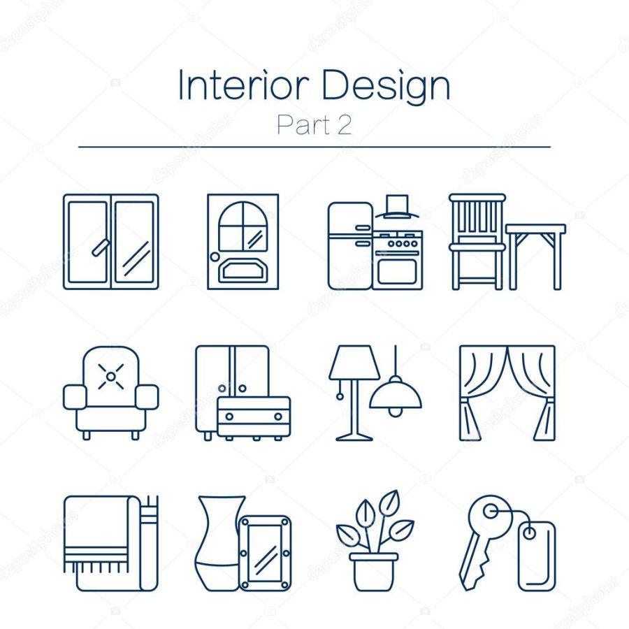 Interor desig icons isolated